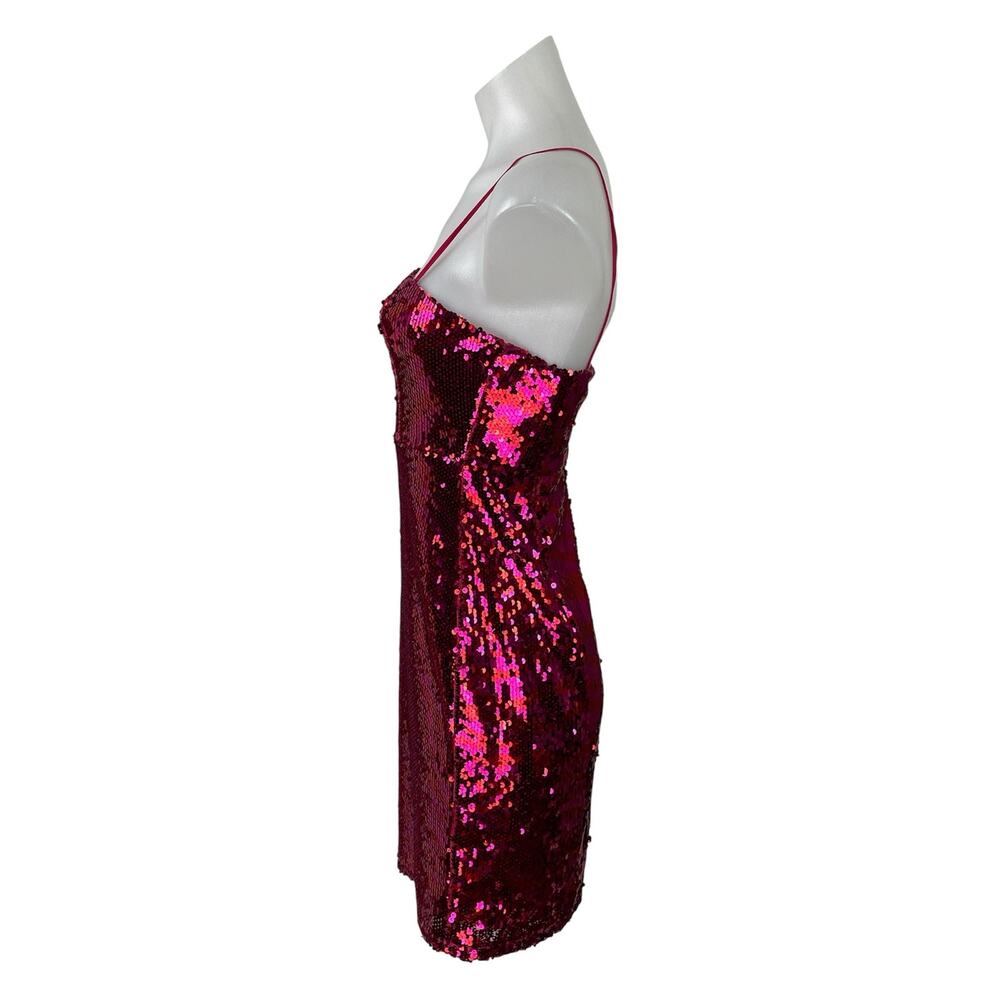 Zara Women's Pink Sequin Sparkly Sleeveless Square Neck Cami Mini Tank Dress S - Picture 2 of 5